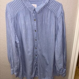 Isabel Maternity by Ingrid & Isabel Blue Striped Button Down Shirt